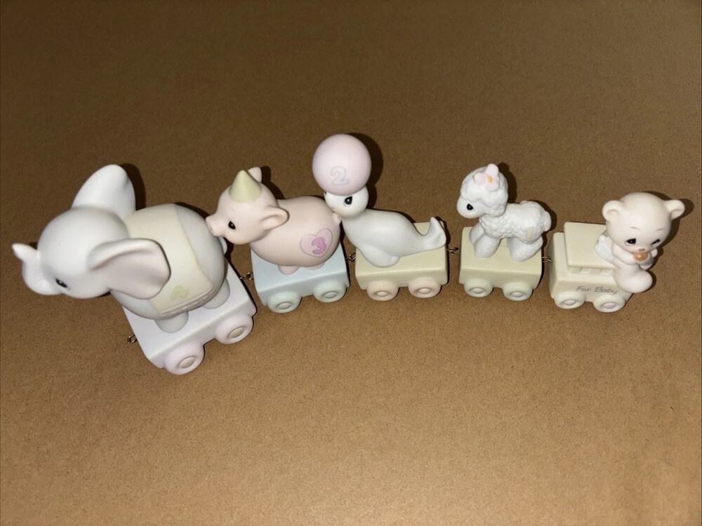 Precious Moments Animal Train 5 Piece Vintage